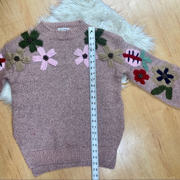 ALLISON MEW YORK Aidan Pink embroidered Sweater S - Picture 9 of 12